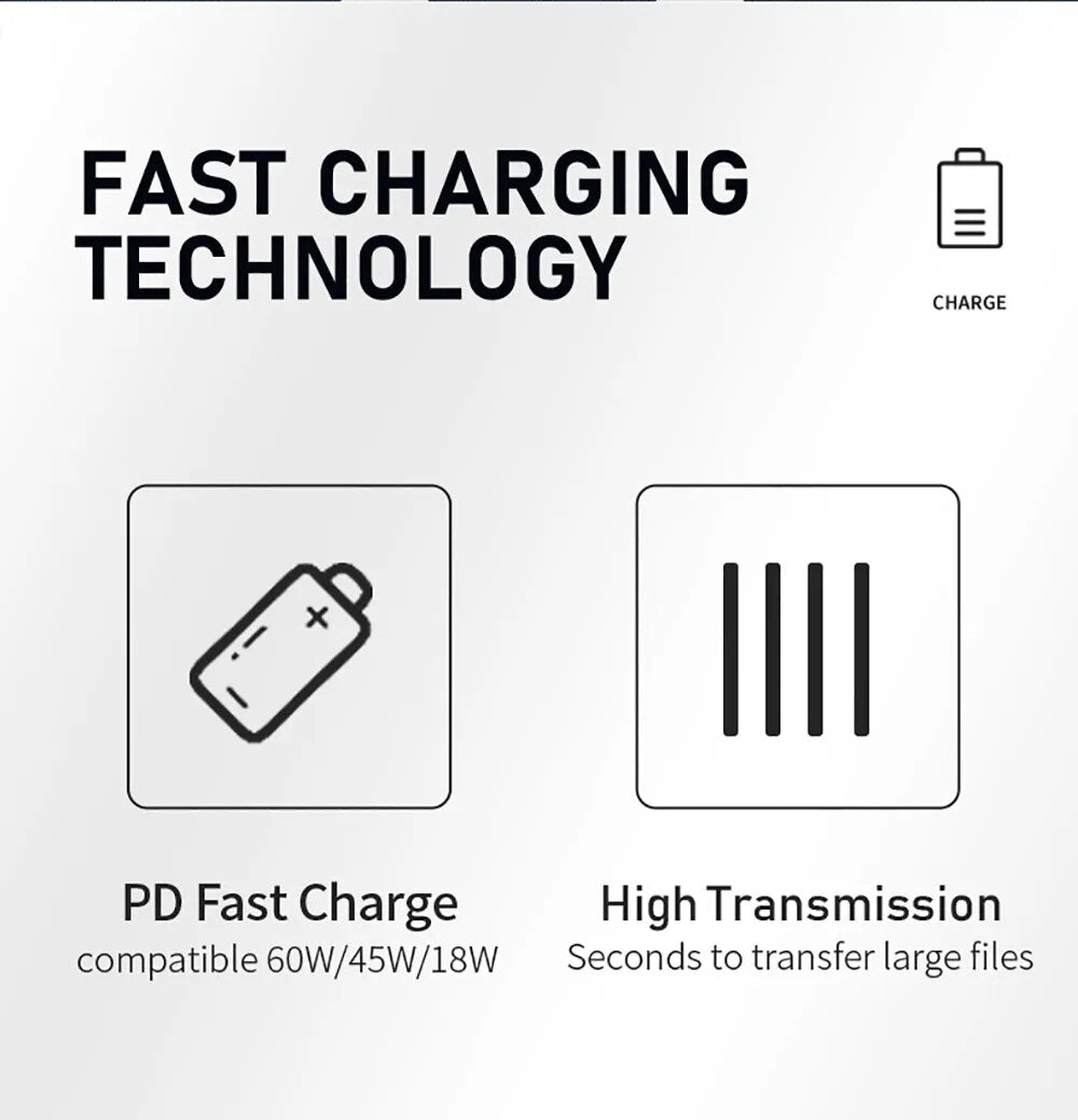 USB C To USB C Cable For Samsung Xiaomi Huawei PD 60W Fast Charging Cable MacBook Pro IPad Pro