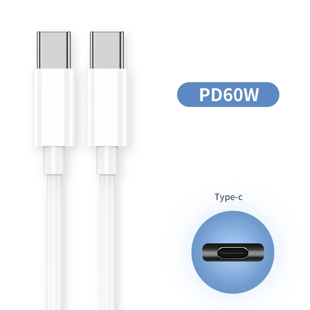USB C To USB C Cable For Samsung Xiaomi Huawei PD 60W Fast Charging Cable MacBook Pro IPad Pro
