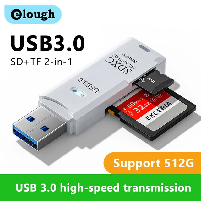 2 IN 1 Card Reader USB 3.0 Micro SD SD Flash Drive Laptop Accessories